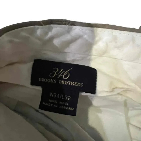 Brooks Brothers Khaki Pleated Straight Leg Pants Chinos Size W34/L32 - Picture 2 of 3